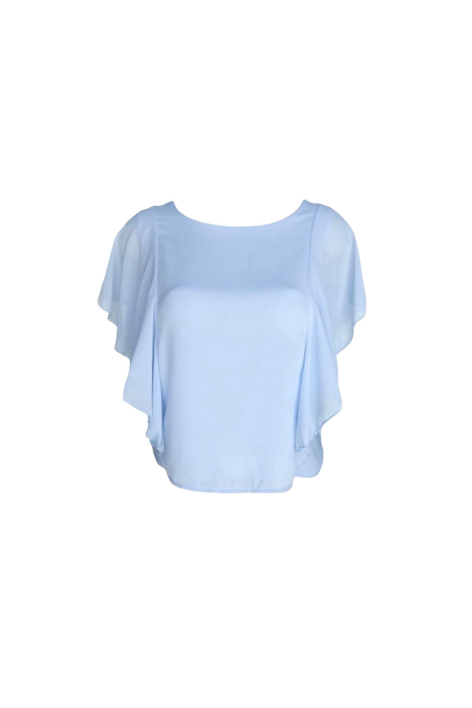 Blusa Tipo Seda de Manga Ca da y Cuello Redondeado Mar a de Italia